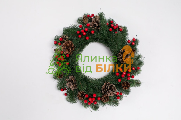Вінок Новорічний Президентський зелений + калина