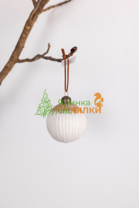 Скляна куля Золото-Біла з бісером ,Код товару:YUF08-324